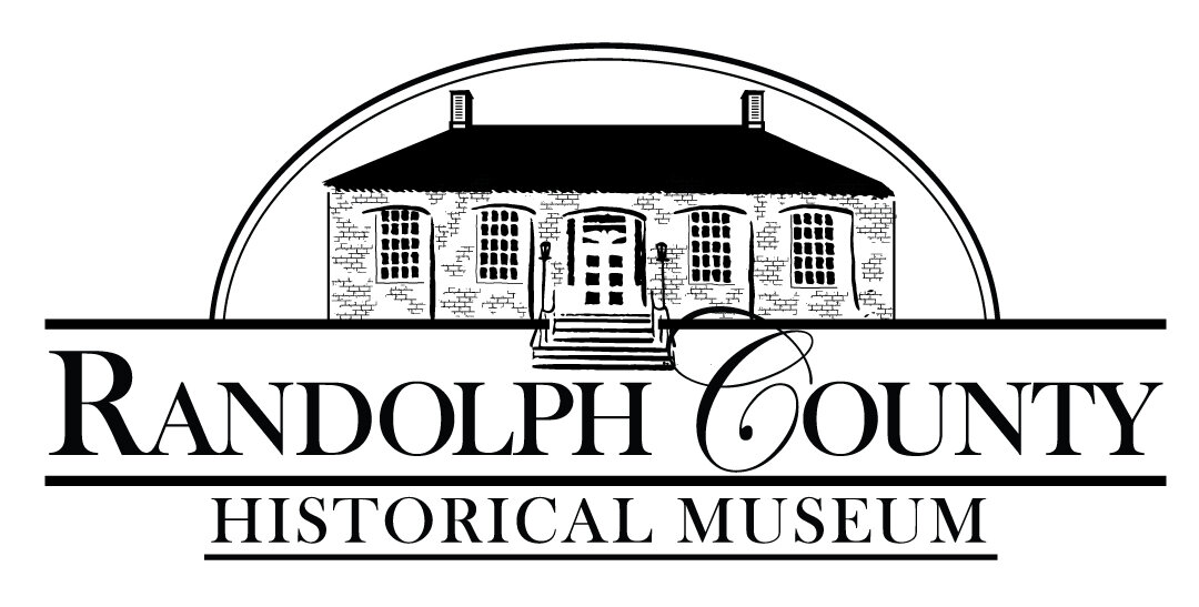 A black and white image of the logo for the randolph county historical museum.