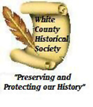 A logo for the white county historical society.