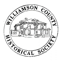 A black and white image of the williamson county historical society logo.